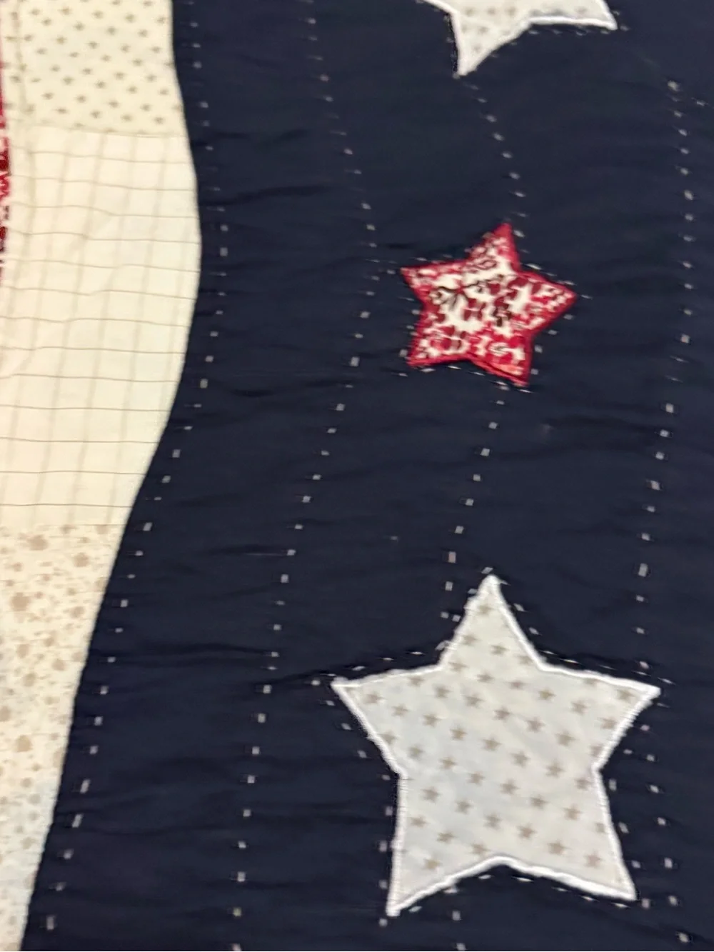 Patriotic Star & Stripe Quilted Throw - Red, White, Navy